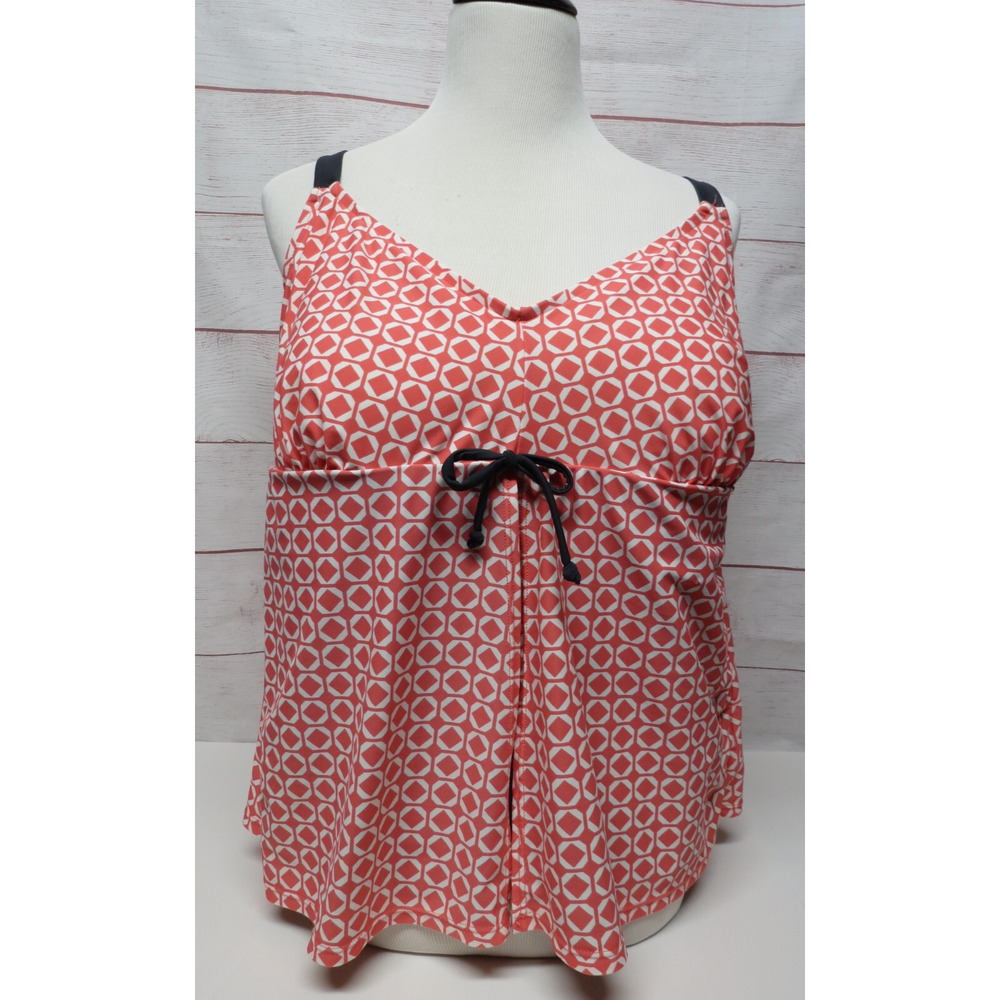 Beach Native Tankini Swimsuit Top Plus Size 2X 22 Peach Orange Gray